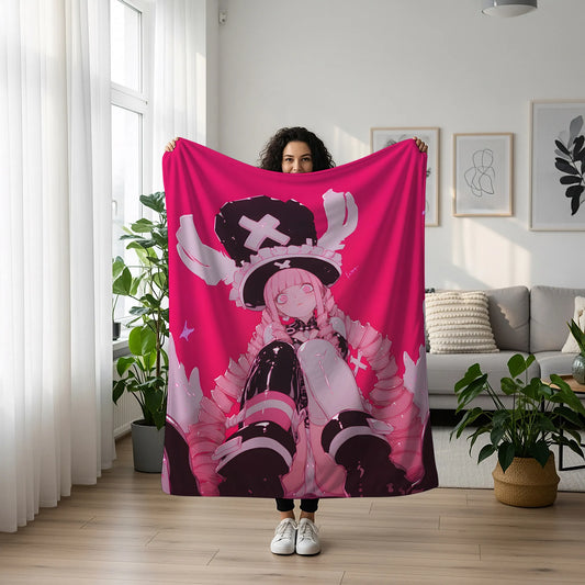 Perona Cute Kawaii Flannel Blanket, One Piece Merch, Ghost Princess Anime Peripheral, Otaku Bedding