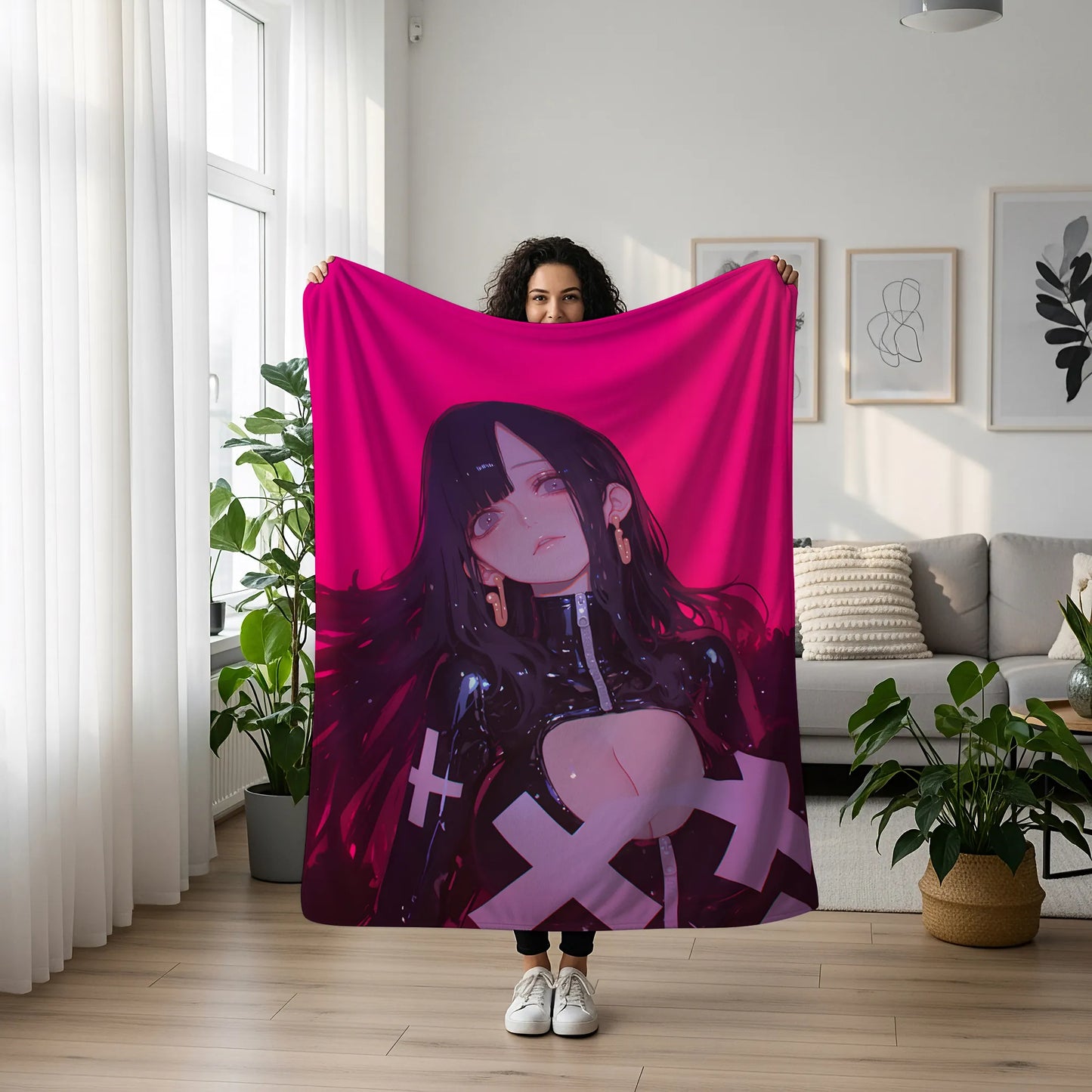 Boa Hancock Bodysuit Edition Flannel Blanket, One Piece Merch, Pirate Empress Anime Peripheral, Otaku Gift