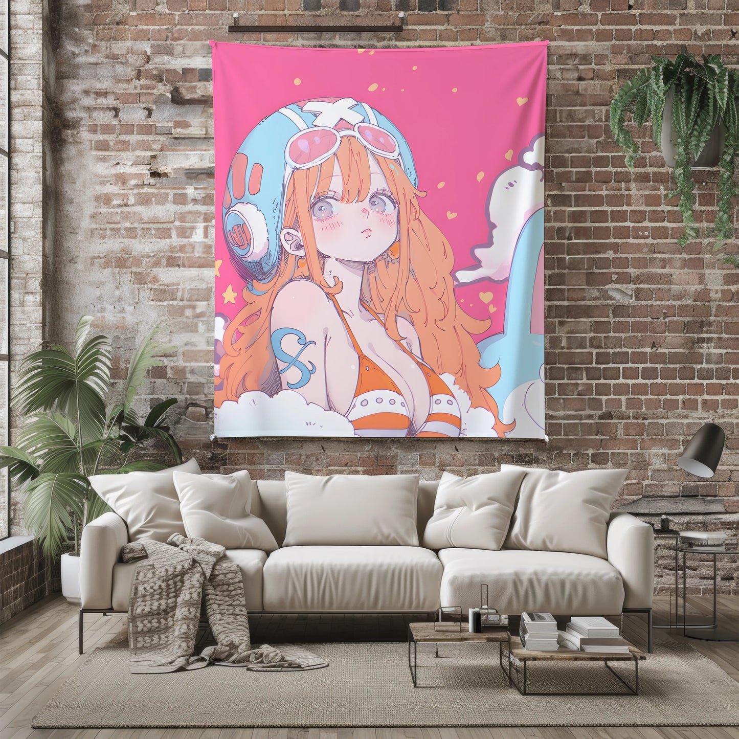 Nami Retro Bikini Comic Style Flannel Blanket, One Piece Merch, Anime Peripheral, Otaku Bedding