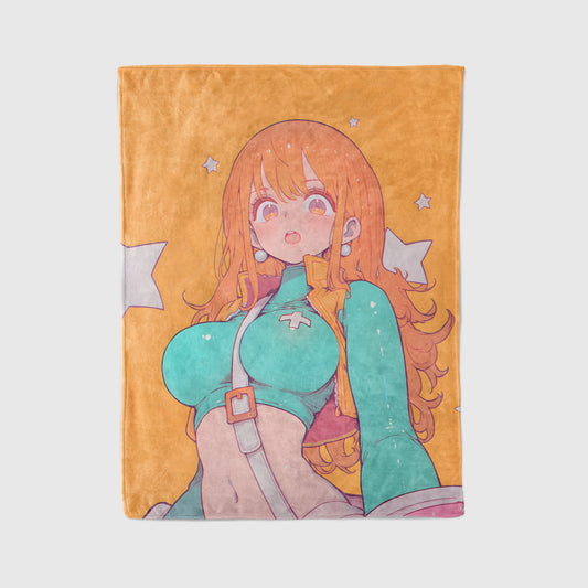 Nami Energetic Bodysuit Flannel Blanket, One Piece Merch, Anime Peripheral, Otaku Home Decor