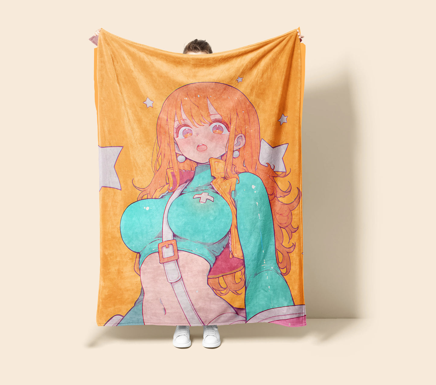 Nami Energetic Bodysuit Flannel Blanket, One Piece Merch, Anime Peripheral, Otaku Home Decor