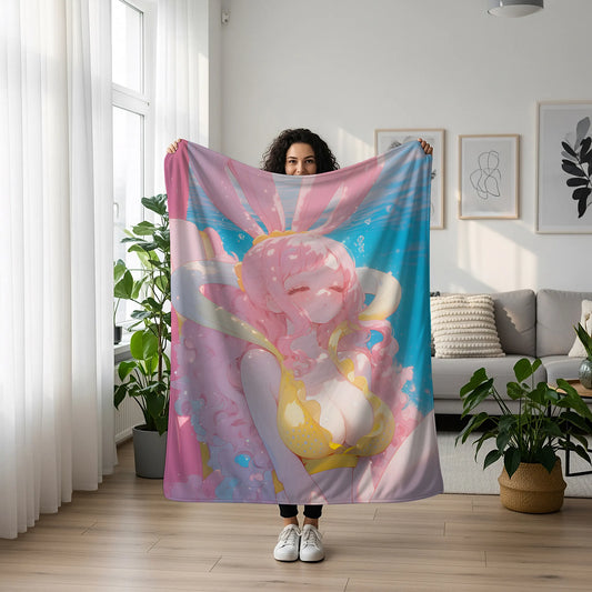 Princess Shirahoshi Bikini Style Flannel Blanket, One Piece Merch, Mermaid Princess Anime Peripheral, Otaku Bedding