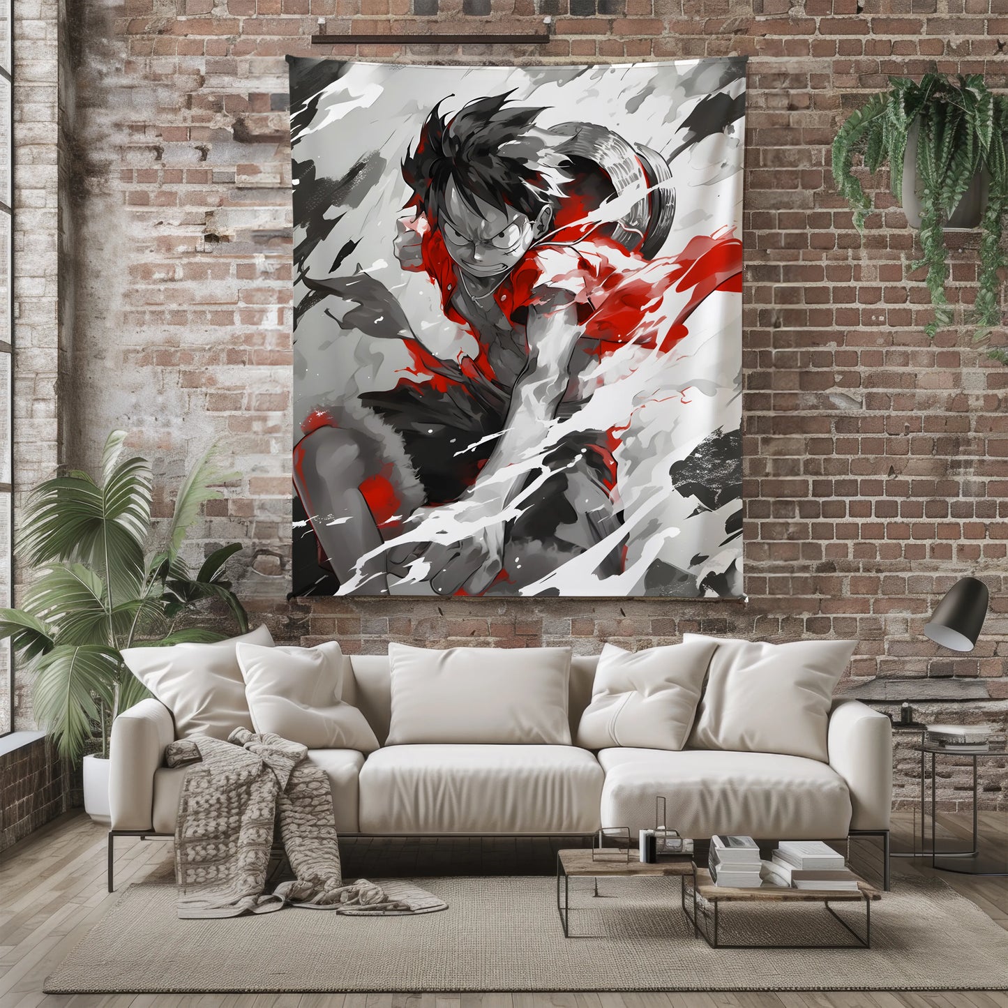 Monkey D Luffy Combat Form Flannel Blanket, One Piece Merch, Gear Evolution Anime Peripheral, Otaku Decor