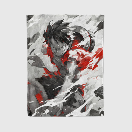 Monkey D Luffy Combat Form Flannel Blanket, One Piece Merch, Gear Evolution Anime Peripheral, Otaku Decor