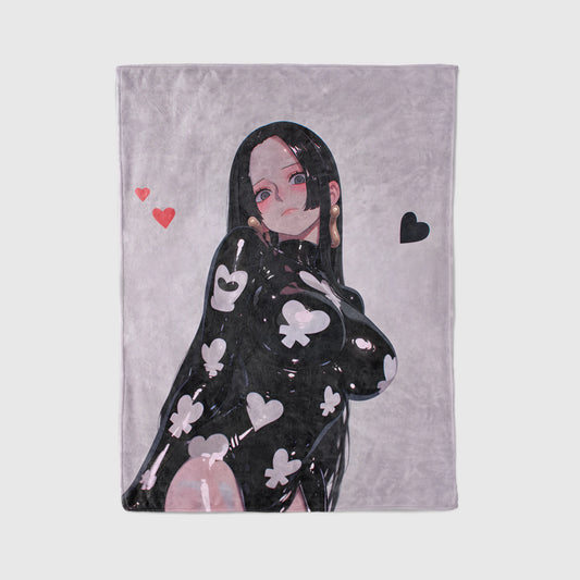 Boa Hancock Shy Bodysuit Flannel Blanket, One Piece Merch, Pirate Empress Anime Peripheral, Otaku Bedding