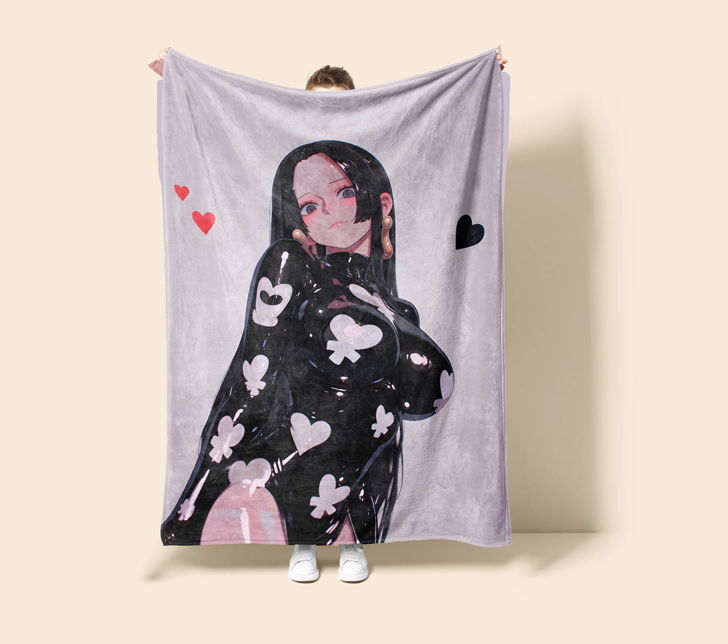 Boa Hancock Shy Bodysuit Flannel Blanket, One Piece Merch, Pirate Empress Anime Peripheral, Otaku Bedding