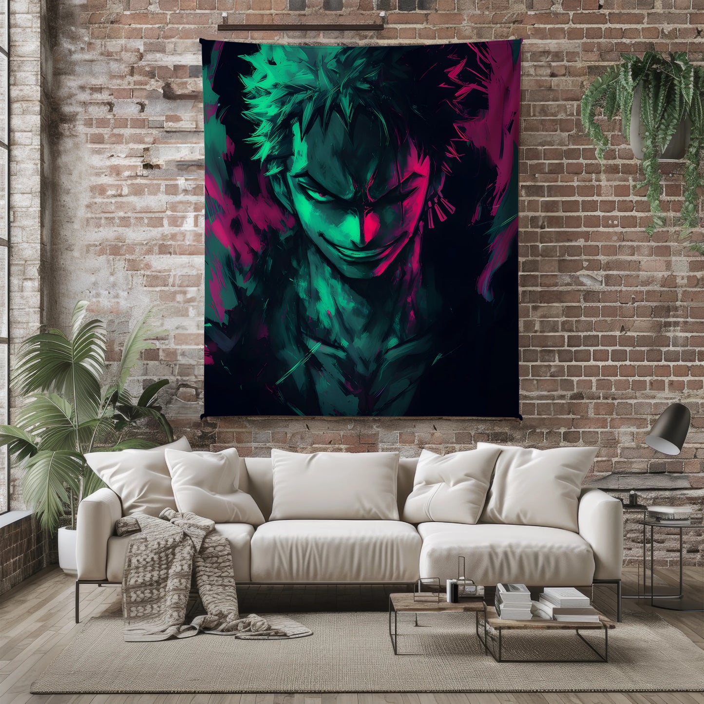 Roronoa Zoro Dark Graffiti Art Flannel Blanket, One Piece Merch, Straw Hat Pirate Anime Peripheral, Otaku Decor