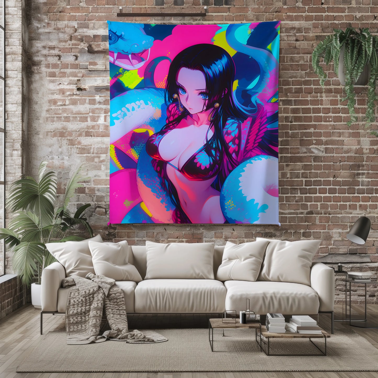 Boa Hancock Bikini Art Flannel Blanket, One Piece Merch, Pirate Empress Anime Peripheral, Otaku Home Decor