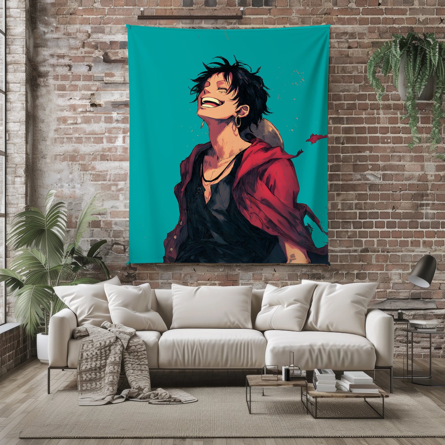 Monkey D Luffy Classic Manga Style Flannel Blanket, One Piece Merch, Straw Hat Captain Anime Peripheral, Otaku Bedding