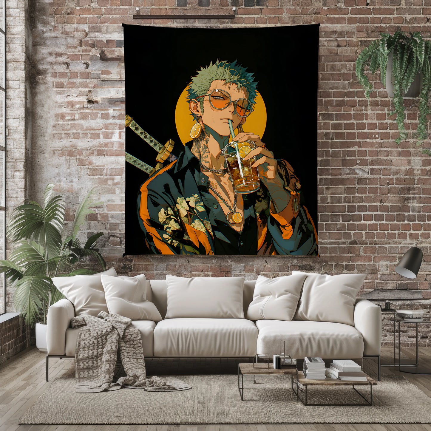 Roronoa Zoro Streetwear Aesthetic Flannel Blanket, One Piece Merch, Straw Hat Pirate Anime Peripheral, Otaku Home Decor