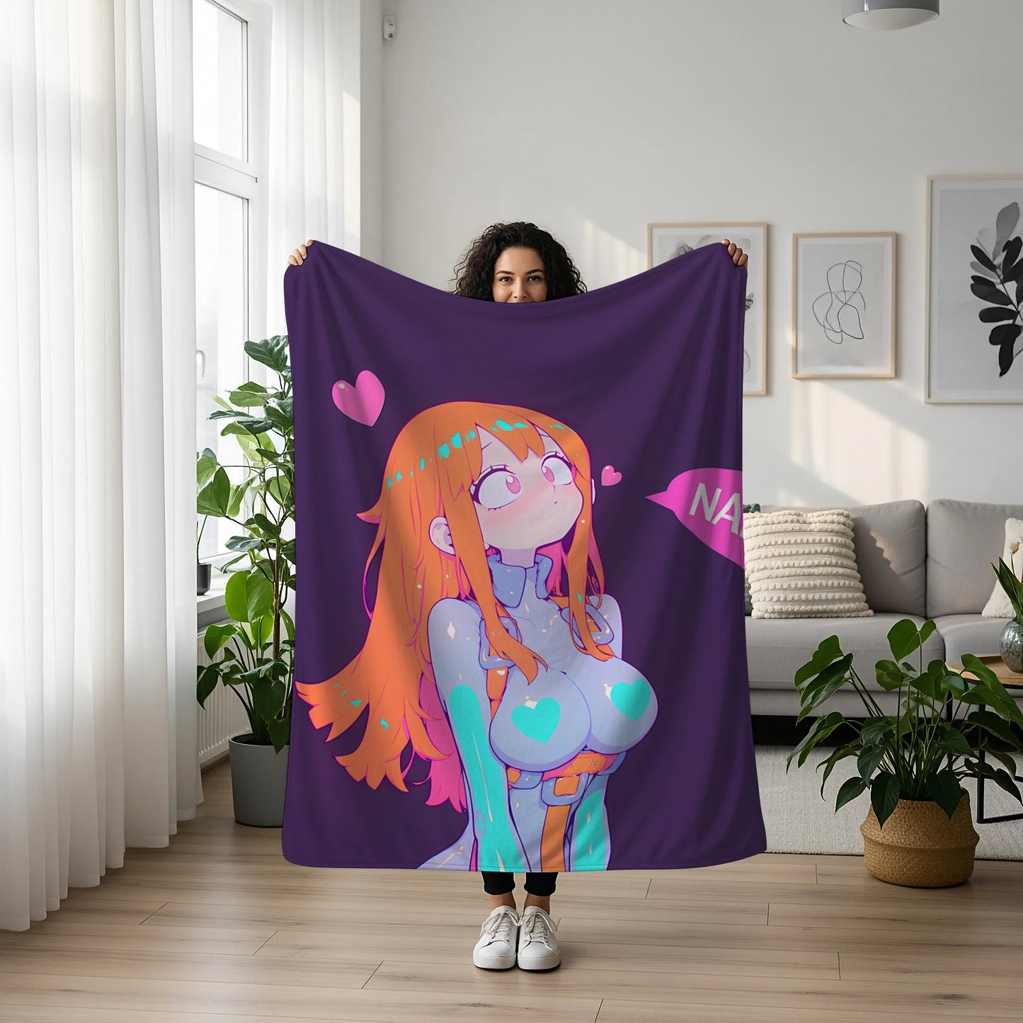 Nami Cute Bodysuit Flannel Blanket, One Piece Merch, Kawaii Anime Peripheral, Otaku Bedding Gift