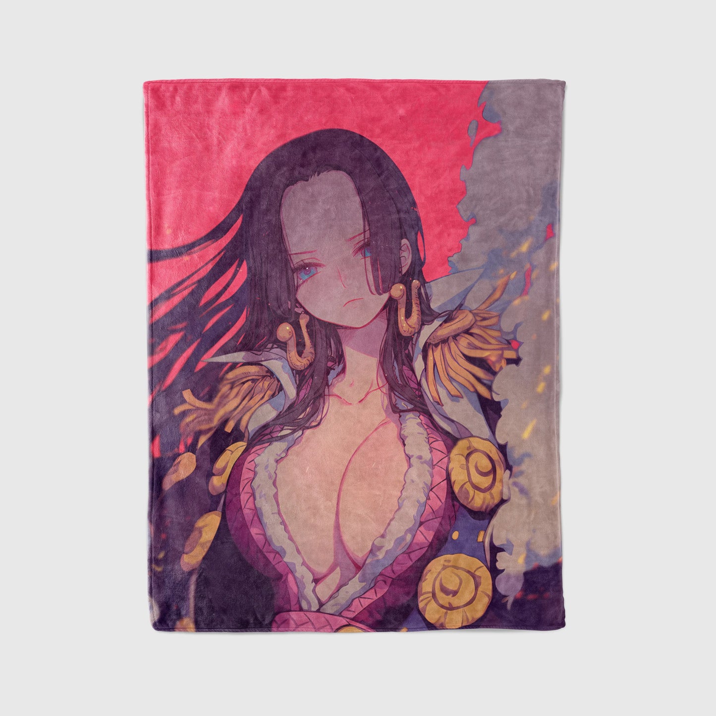 Boa Hancock Classic Manga Art Flannel Blanket, One Piece Merch, Pirate Empress Anime Peripheral, Otaku Bedding