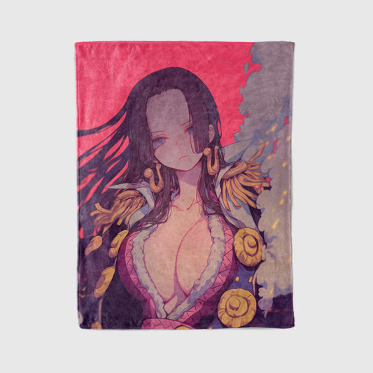 Boa Hancock Classic Manga Art Flannel Blanket, One Piece Merch, Pirate Empress Anime Peripheral, Otaku Bedding