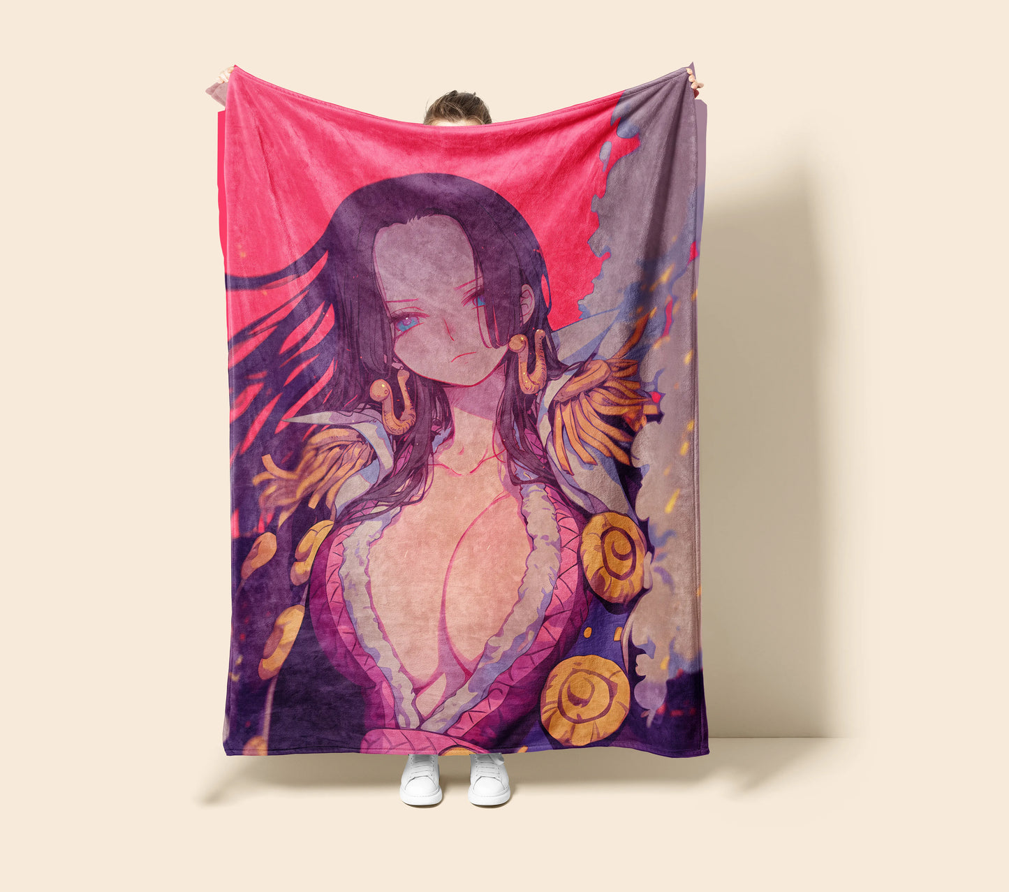 Boa Hancock Classic Manga Art Flannel Blanket, One Piece Merch, Pirate Empress Anime Peripheral, Otaku Bedding