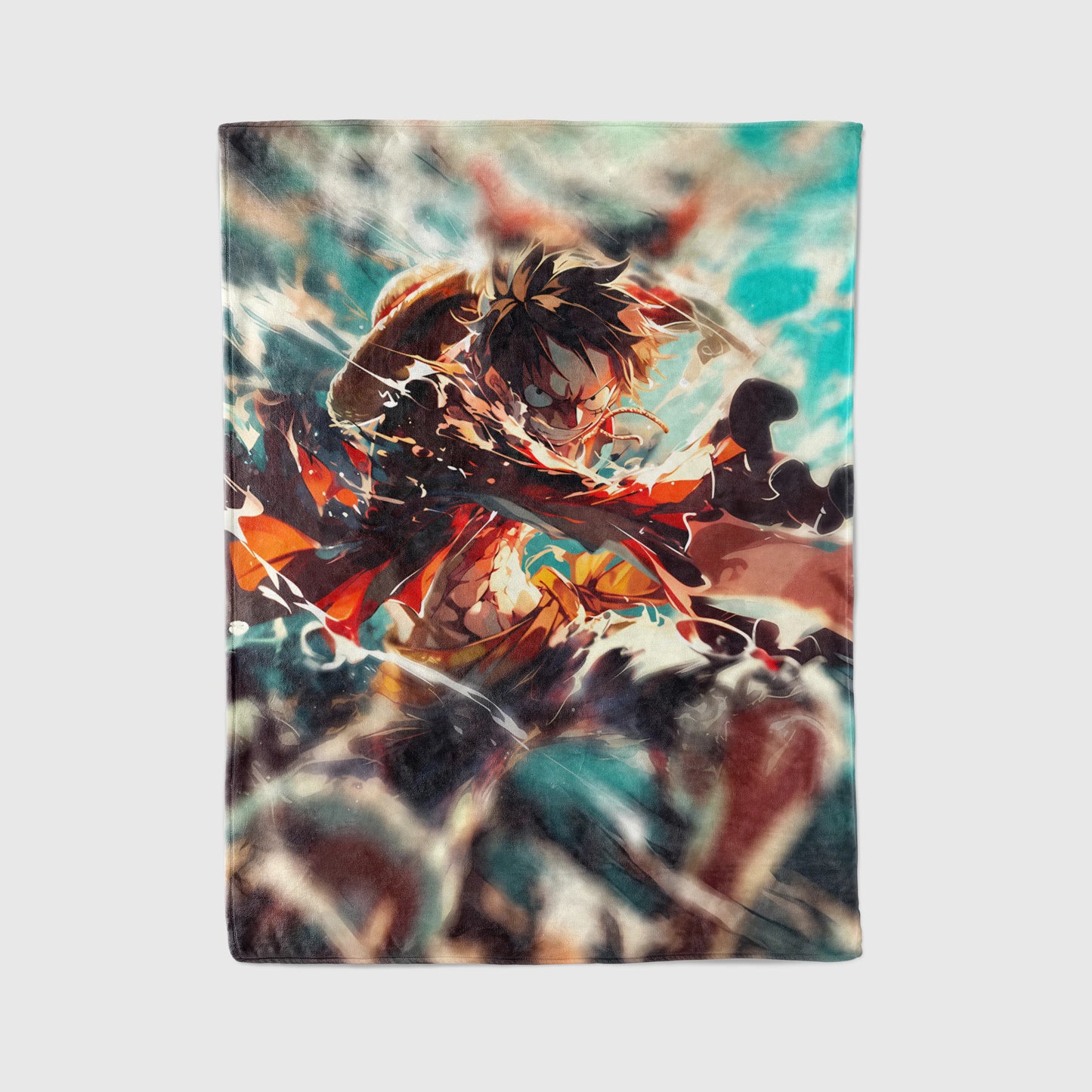 Monkey D Luffy Intense Combat Flannel Blanket, One Piece Merch, Pirate Captain Anime Peripheral, Otaku Bedding Decor