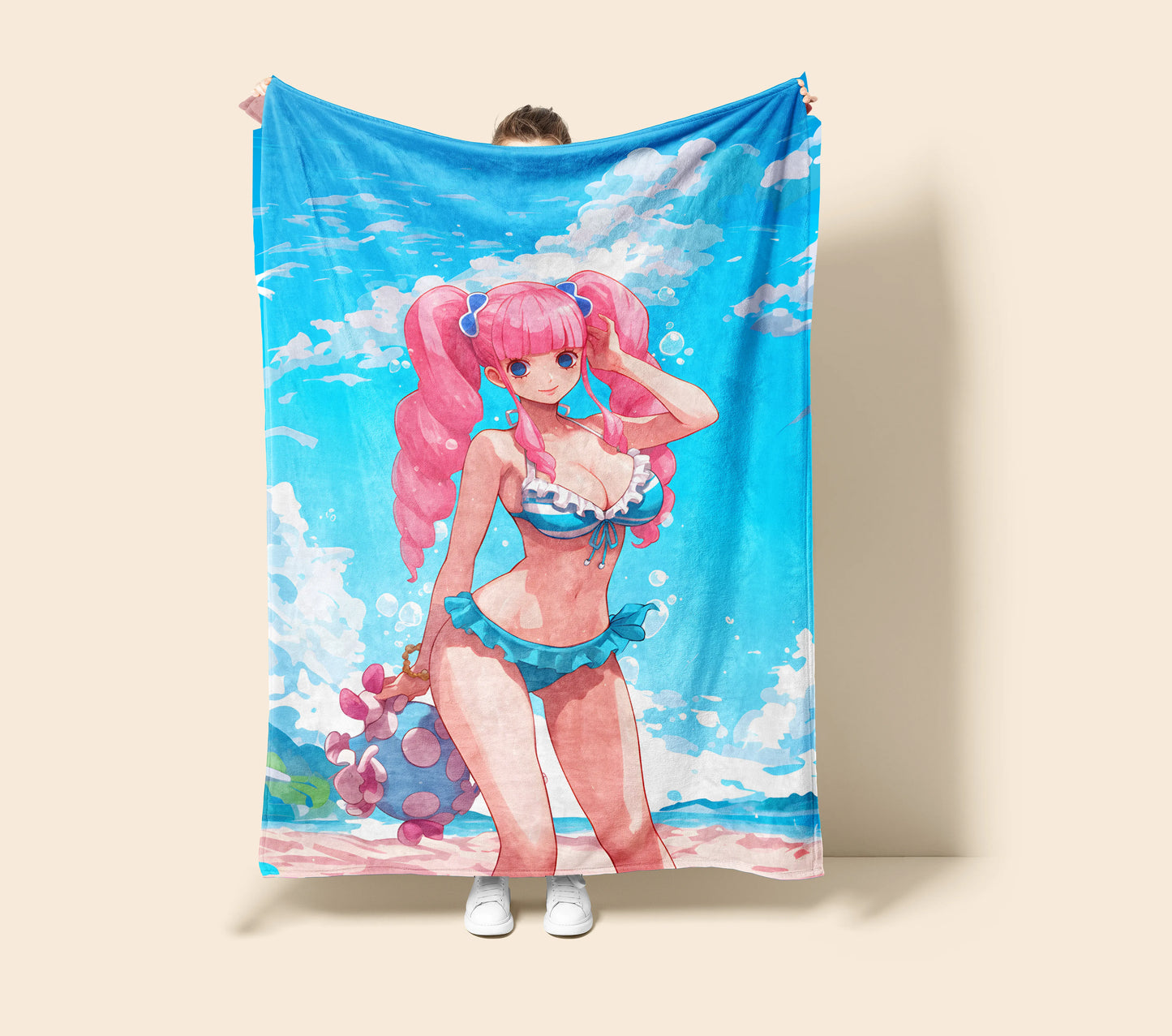 Perona Summer Bikini Flannel Blanket, One Piece Merch, Ghost Princess Anime Peripheral, Otaku Bedding