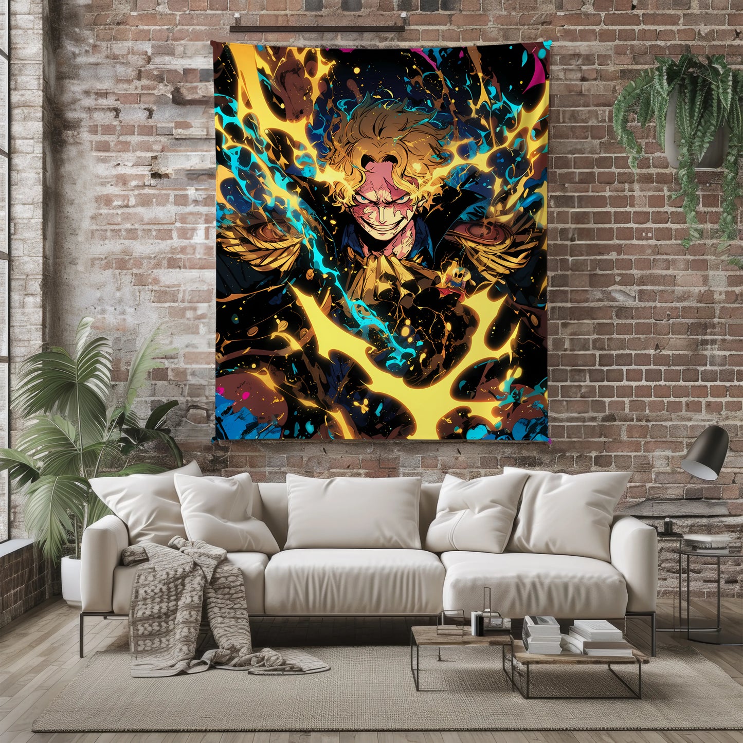 Sabo Flame Emperor Combat Flannel Blanket, One Piece Merch, Revolutionary Army Anime Peripheral, Otaku Decor