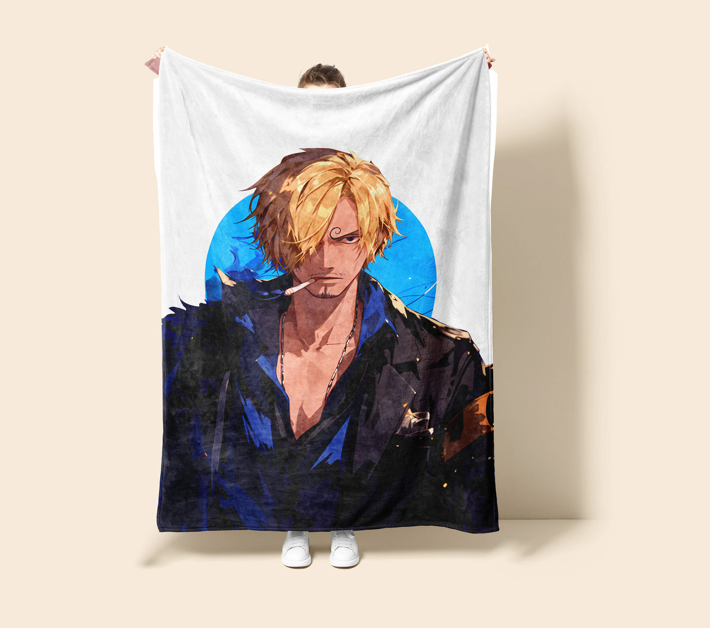 Vinsmoke Sanji Classic Chef Flannel Blanket, One Piece Merch, Straw Hat Pirate Anime Peripheral, Otaku Bedding