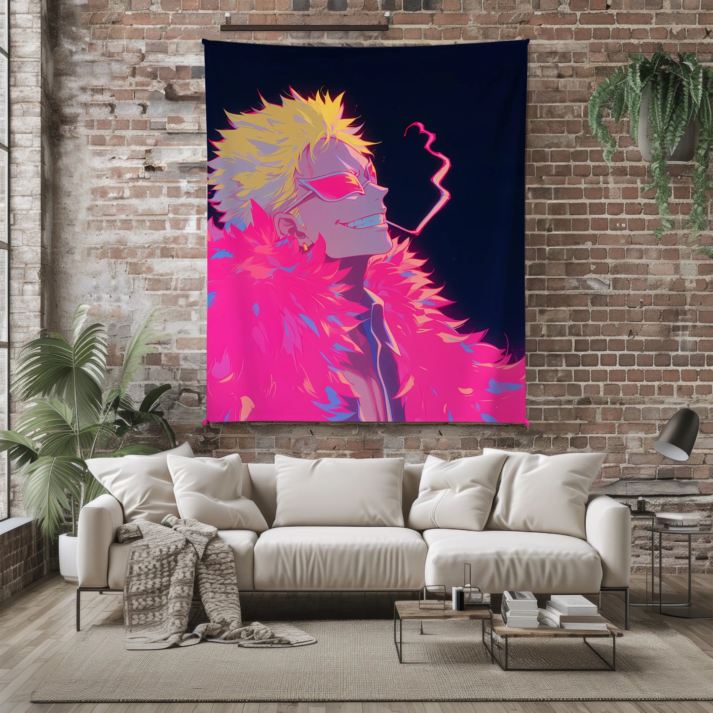 Donquixote Doflamingo Smoker Flannel Blanket, One Piece Merch, Shichibukai Anime Peripheral, Otaku Bedding Decor