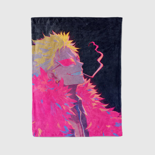 Donquixote Doflamingo Smoker Flannel Blanket, One Piece Merch, Shichibukai Anime Peripheral, Otaku Bedding Decor