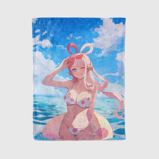 Princess Shirahoshi Summer Bikini Flannel Blanket, One Piece Merch, Mermaid Princess Peripheral, Otaku Bedding