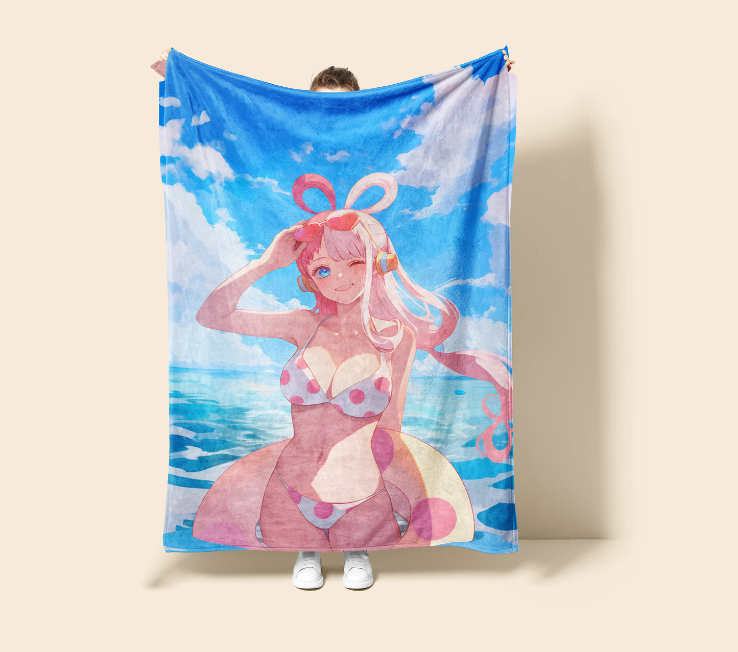 Princess Shirahoshi Summer Bikini Flannel Blanket, One Piece Merch, Mermaid Princess Peripheral, Otaku Bedding