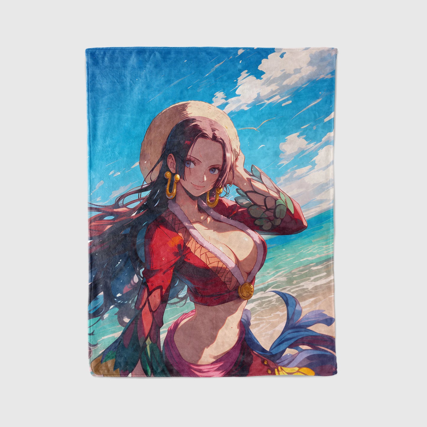 Boa Hancock Summer Bikini Flannel Blanket, One Piece Merch, Pirate Empress Anime Peripheral, Otaku Home Decor