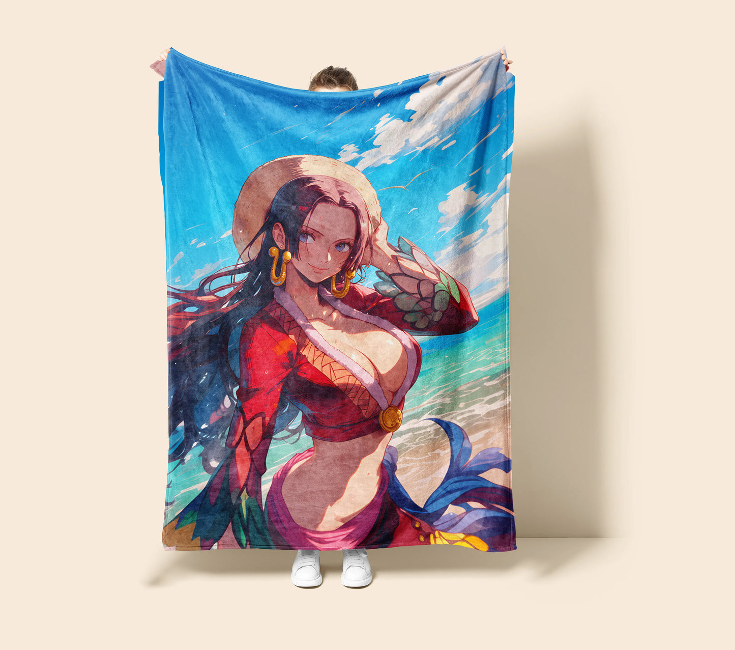 Boa Hancock Summer Bikini Flannel Blanket, One Piece Merch, Pirate Empress Anime Peripheral, Otaku Home Decor
