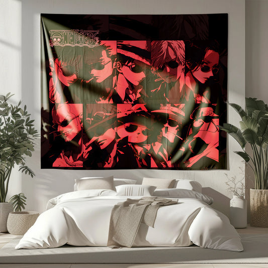 Straw Hat Crew Mob Boss Alliance Flannel Blanket, One Piece Merch, Anime Team Peripheral, Otaku Bedding Decor