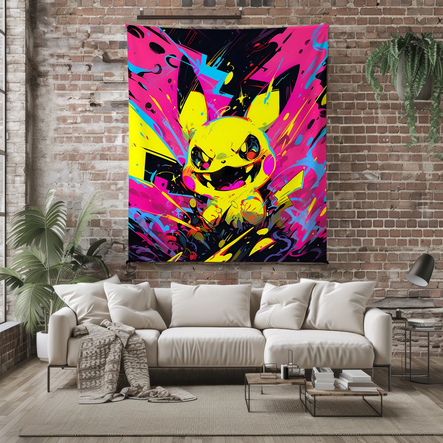 Pikachu Little Devil Form Flannel Blanket, Pokemon Merch, Kawaii Anime Peripheral, Otaku Gift Bedding