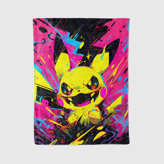 Pikachu Little Devil Form Flannel Blanket, Pokemon Merch, Kawaii Anime Peripheral, Otaku Gift Bedding