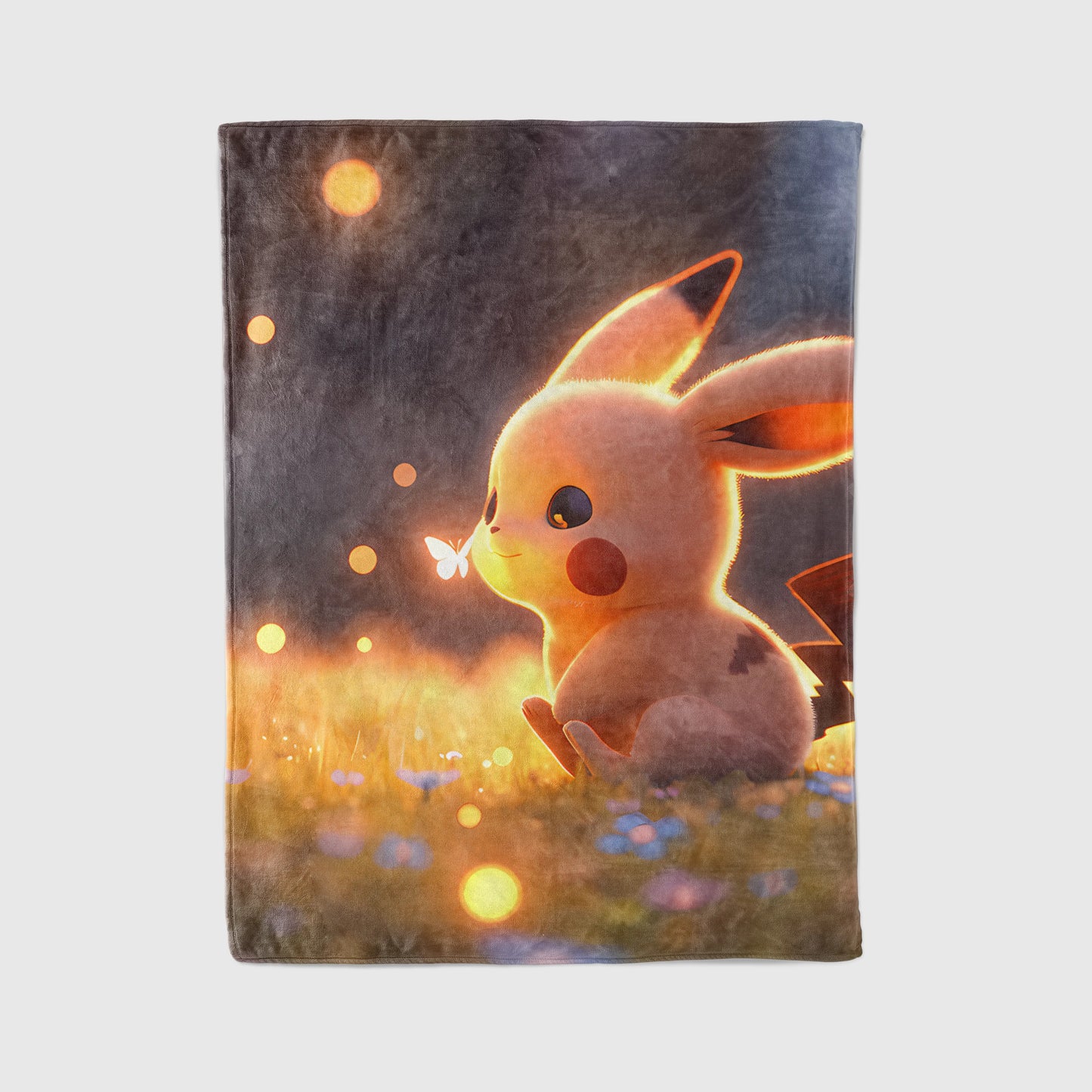Pikachu Dreamy Aesthetic Flannel Blanket, Pokemon Merch, Kawaii Anime Peripheral, Otaku Bedding