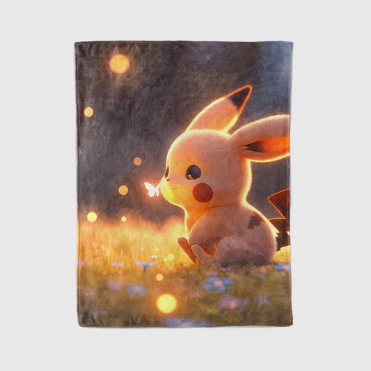 Pikachu Dreamy Aesthetic Flannel Blanket, Pokemon Merch, Kawaii Anime Peripheral, Otaku Bedding