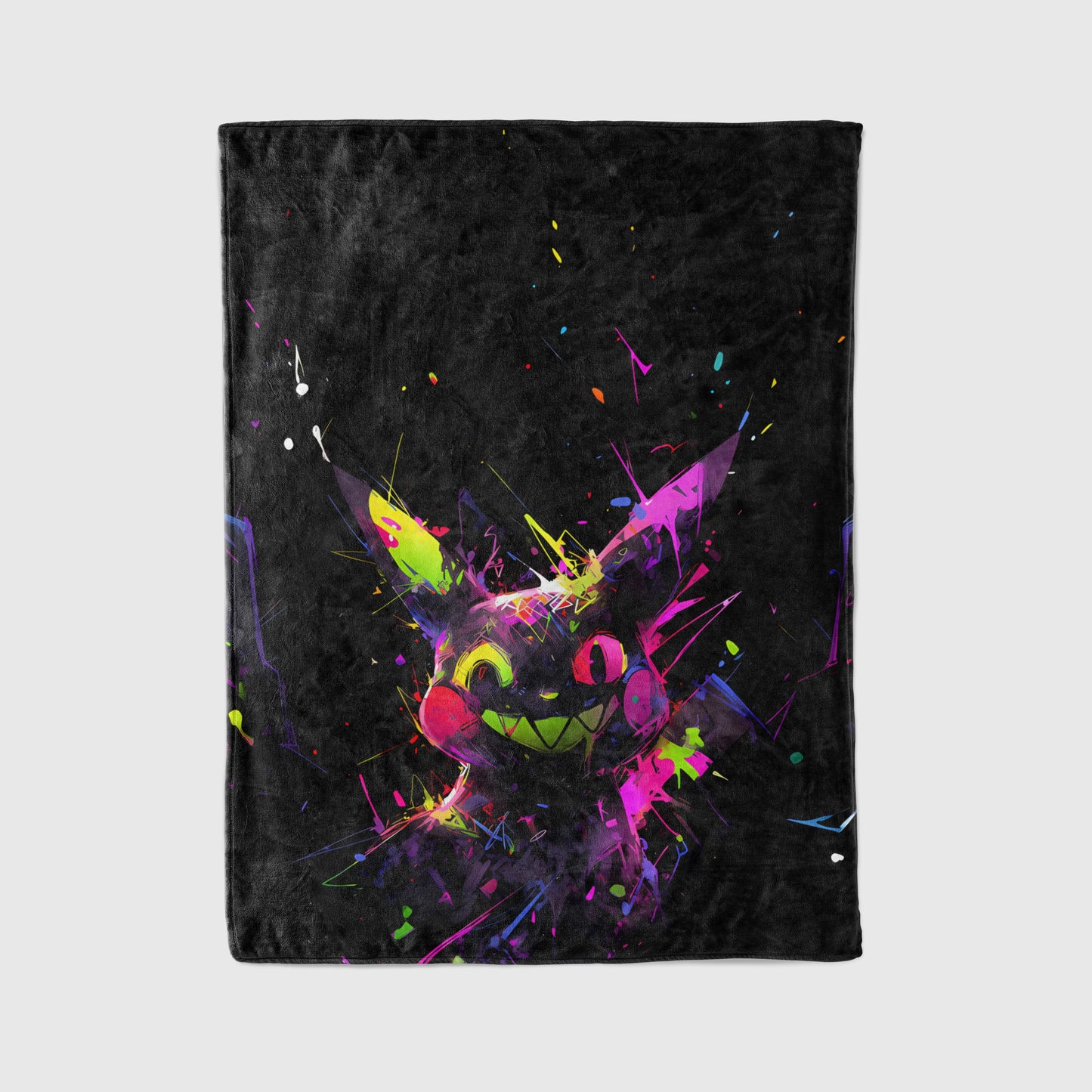 Pikachu Dark Punk Flannel Blanket, Pokemon Merch, Anti-Hero Anime Peripheral, Otaku Decor