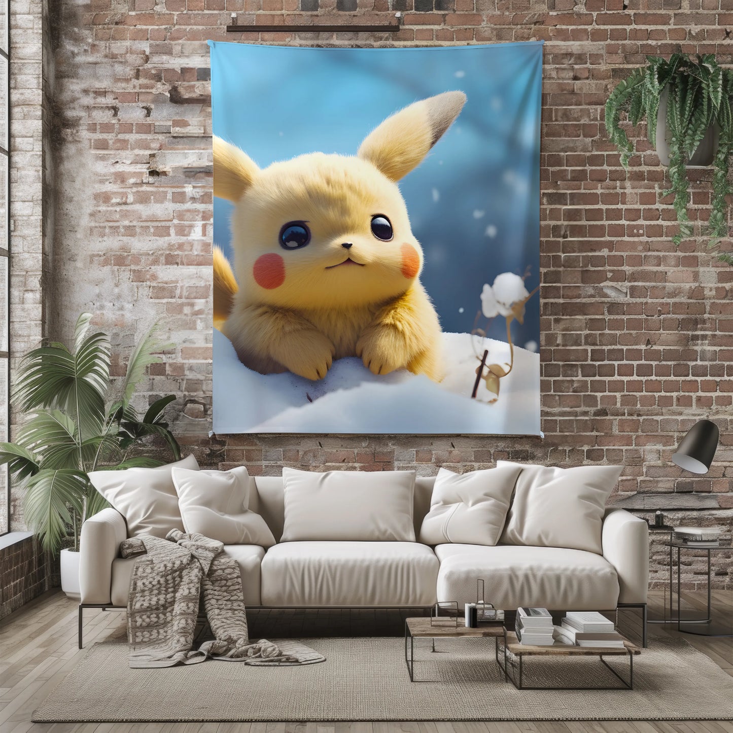 Pikachu Felt Texture Style Flannel Blanket, Pokemon Merch, Unique Art Anime Peripheral, Otaku Gift