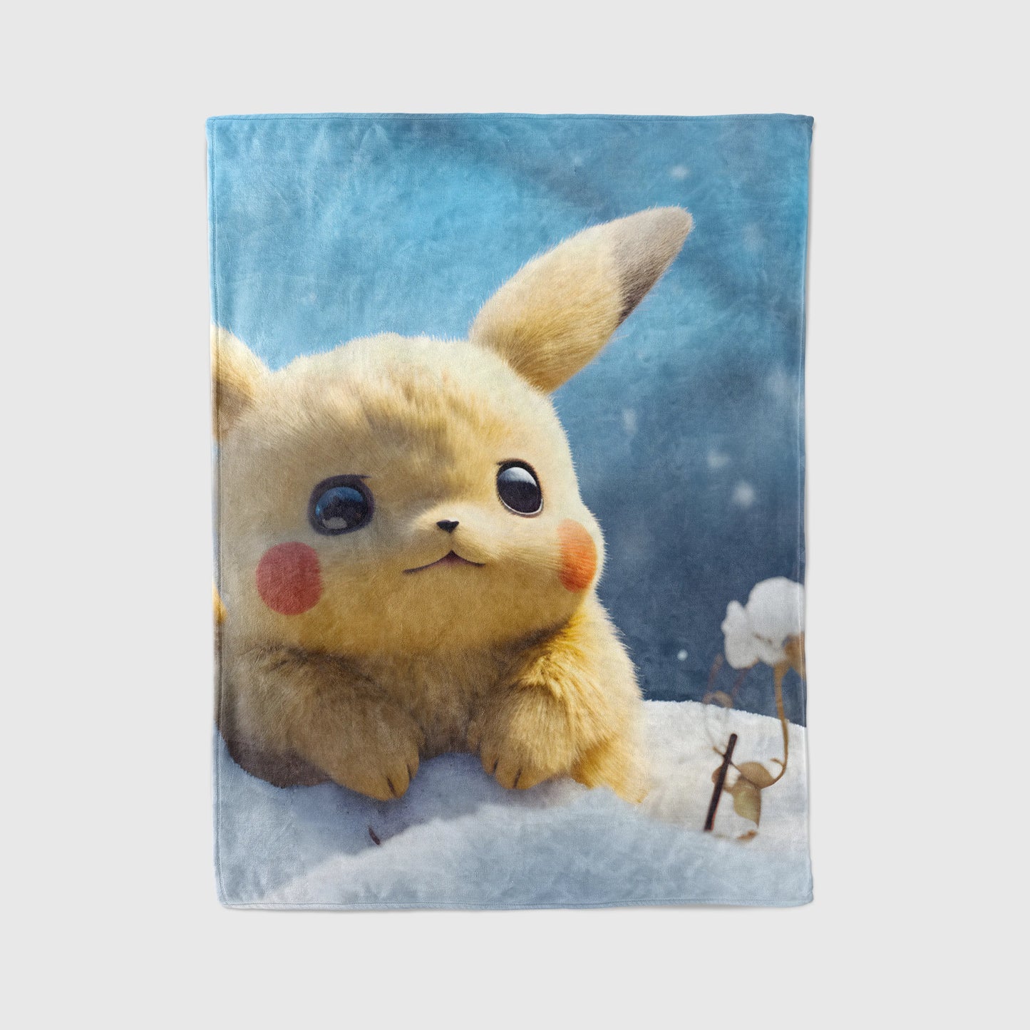 Pikachu Felt Texture Style Flannel Blanket, Pokemon Merch, Unique Art Anime Peripheral, Otaku Gift