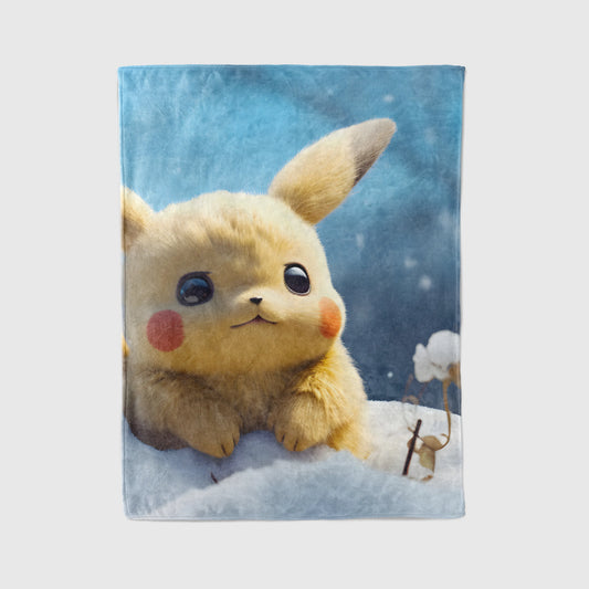Pikachu Felt Texture Style Flannel Blanket, Pokemon Merch, Unique Art Anime Peripheral, Otaku Gift