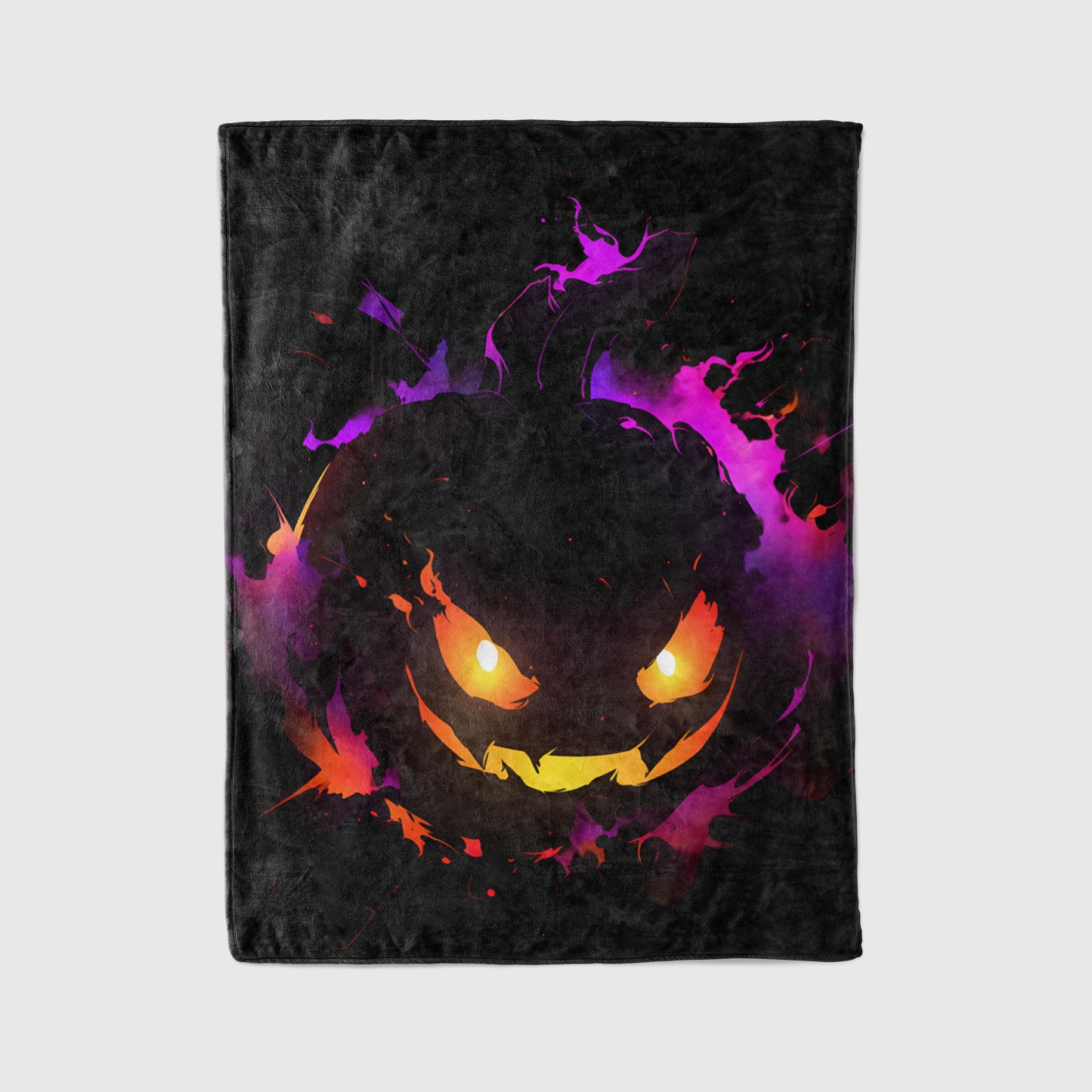 Gengar Halloween Pumpkin Style Flannel Blanket, Pokemon Merch, Spooky Anime Peripheral, Otaku Bedding