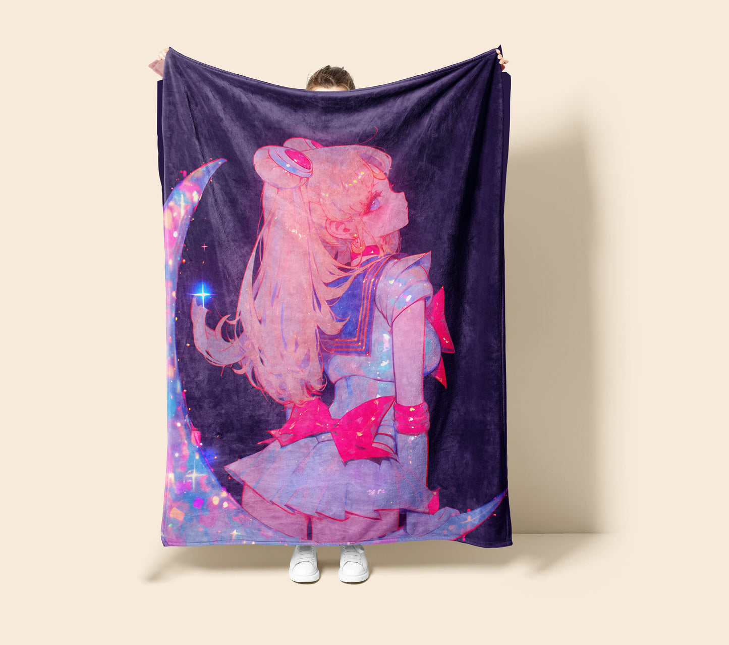 Usagi Tsukino Classic Sailor Suit Flannel Blanket, Sailor Moon Merch, Pretty Guardian Anime Peripheral, Otaku Bedding