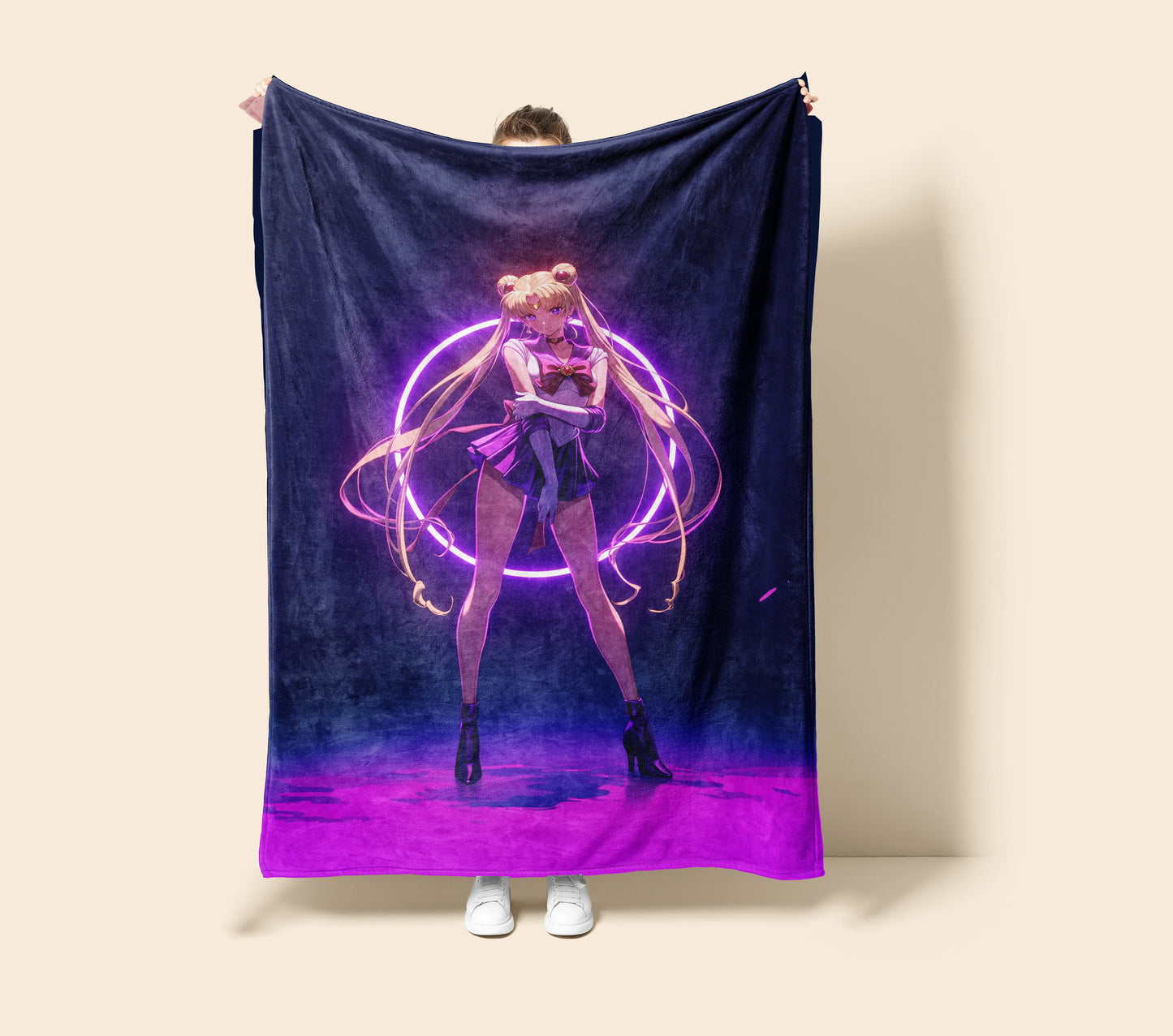 Usagi Tsukino Retro Manga Style Flannel Blanket, Sailor Moon Merch, Nostalgic Anime Peripheral, Otaku Bedding Decor