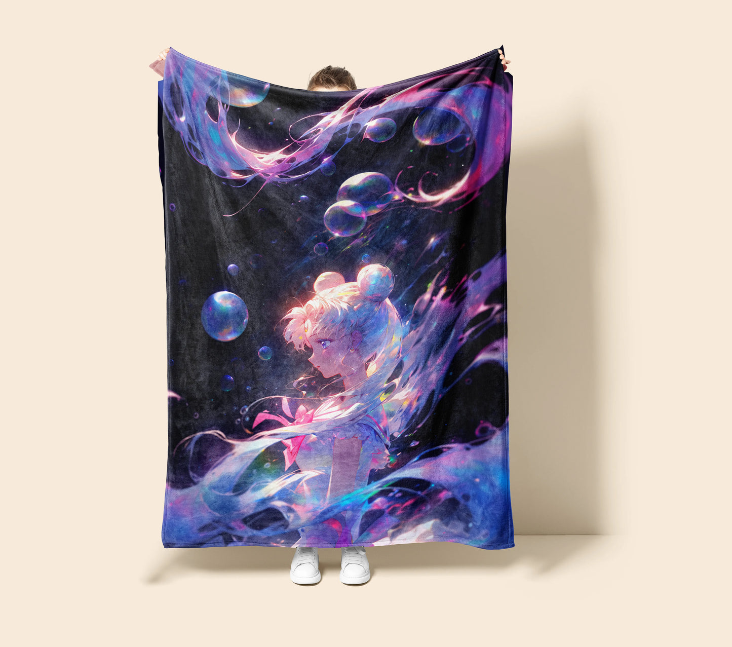 Usagi Tsukino Dreamy Aesthetic Flannel Blanket, Sailor Moon Merch, Kawaii Anime Peripheral, Otaku Gift Bedding