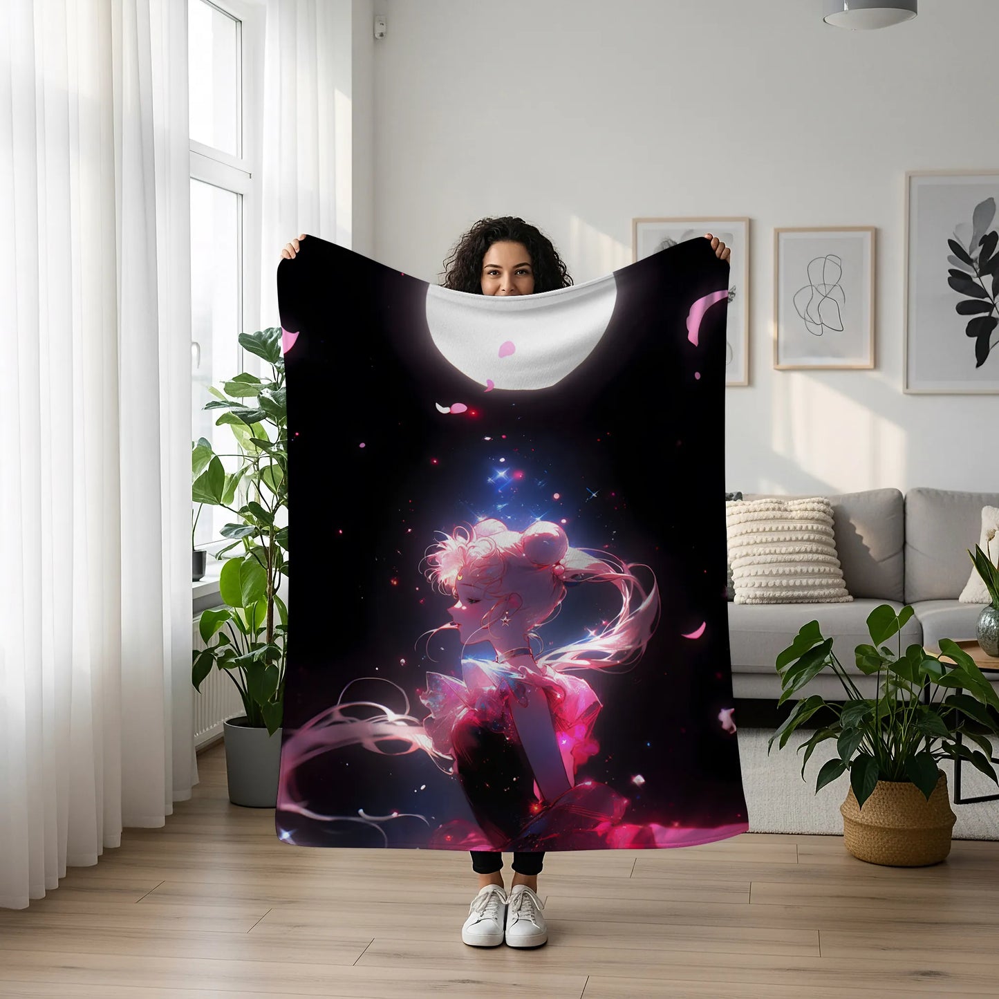 Usagi Tsukino Princess Serenity Dreamy Gown Flannel Blanket, Sailor Moon Merch, Moon Princess Peripheral, Otaku Decor