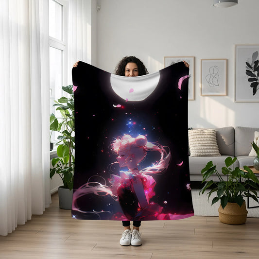 Usagi Tsukino Princess Serenity Dreamy Gown Flannel Blanket, Sailor Moon Merch, Moon Princess Peripheral, Otaku Decor