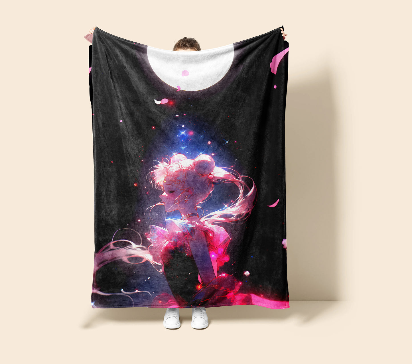 Usagi Tsukino Princess Serenity Dreamy Gown Flannel Blanket, Sailor Moon Merch, Moon Princess Peripheral, Otaku Decor