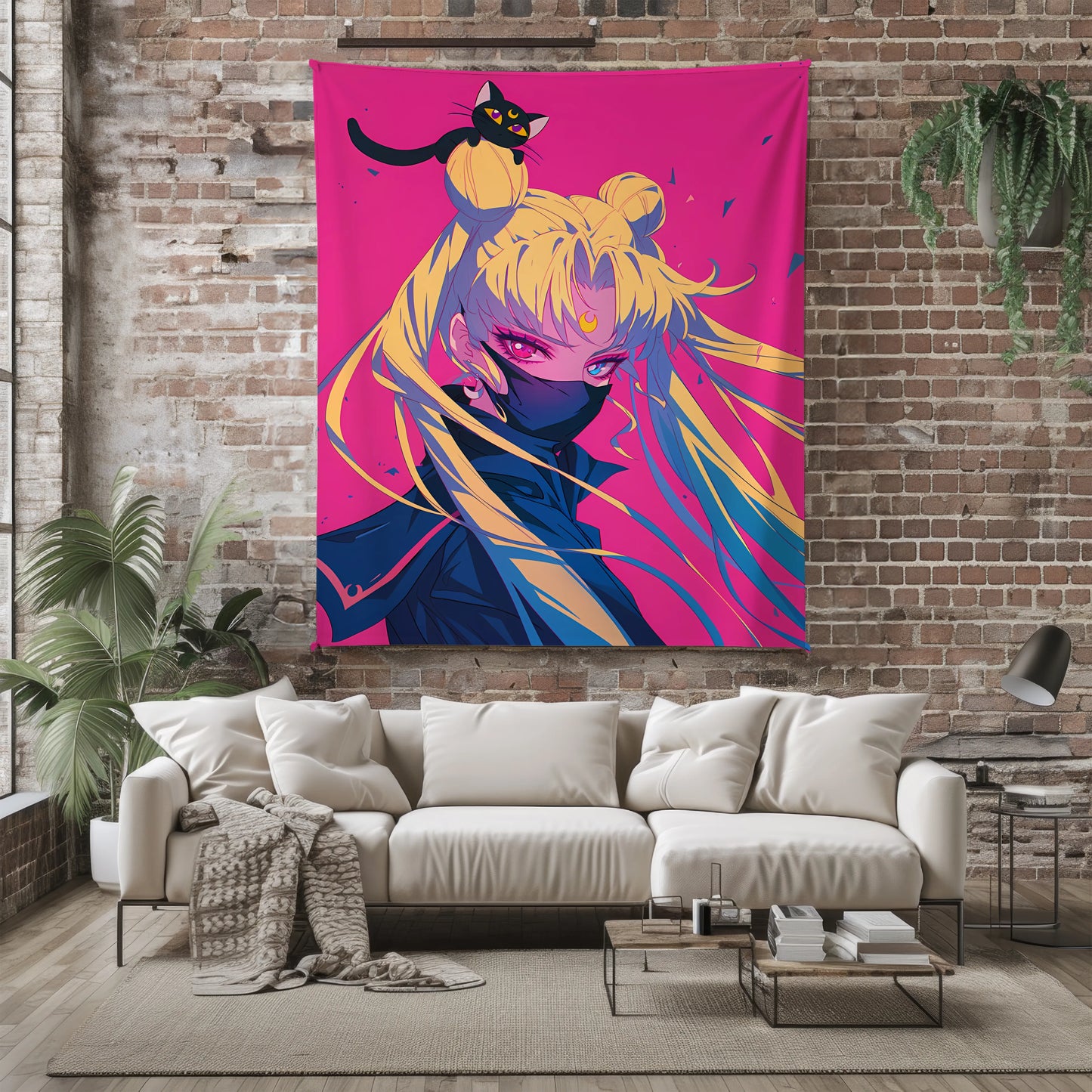 Usagi Tsukino Sailor V Masked Style Flannel Blanket, Sailor Moon Merch, Heroine Anime Peripheral, Otaku Bedding