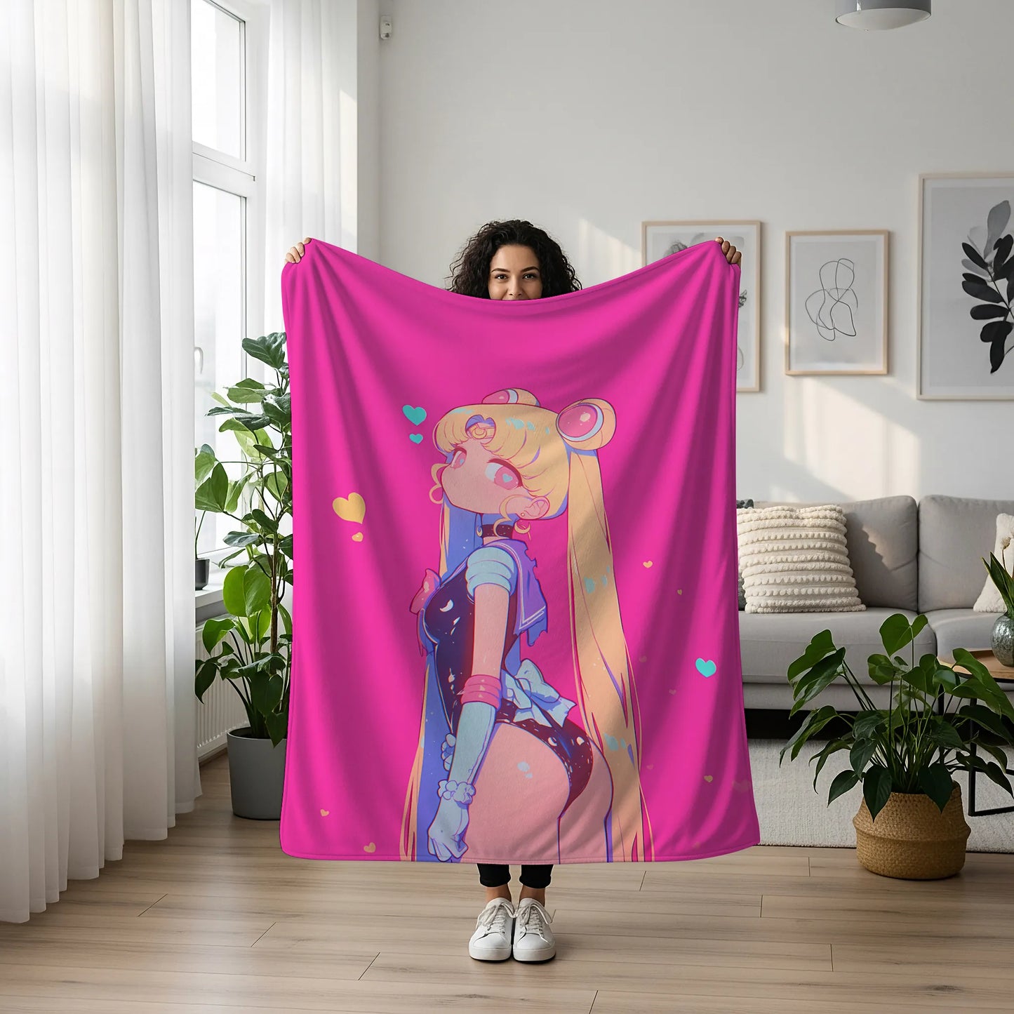 Usagi Tsukino Bodysuit Edition Flannel Blanket, Sailor Moon Merch, Modern Aesthetic Anime Peripheral, Otaku Gift