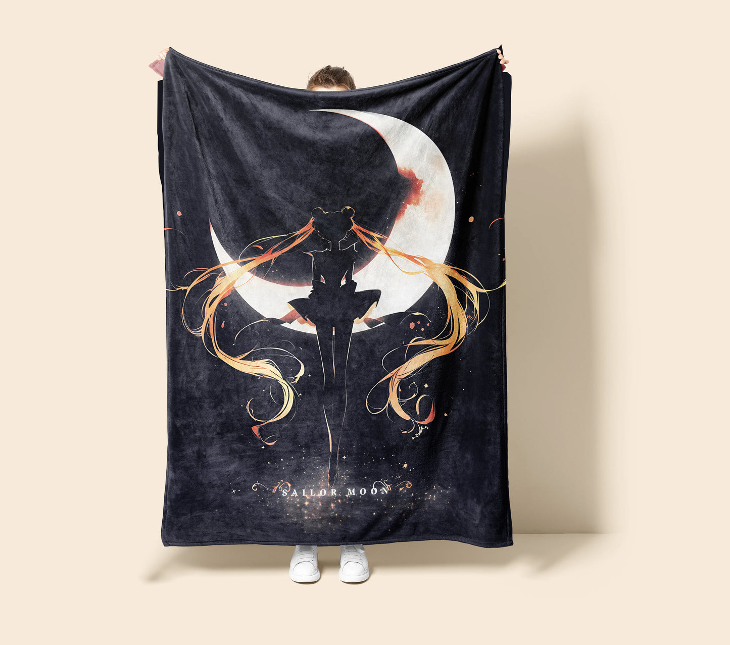 Usagi Tsukino Classic Poster Art Flannel Blanket, Sailor Moon Merch, Iconic Anime Peripheral, Otaku Bedding Decor