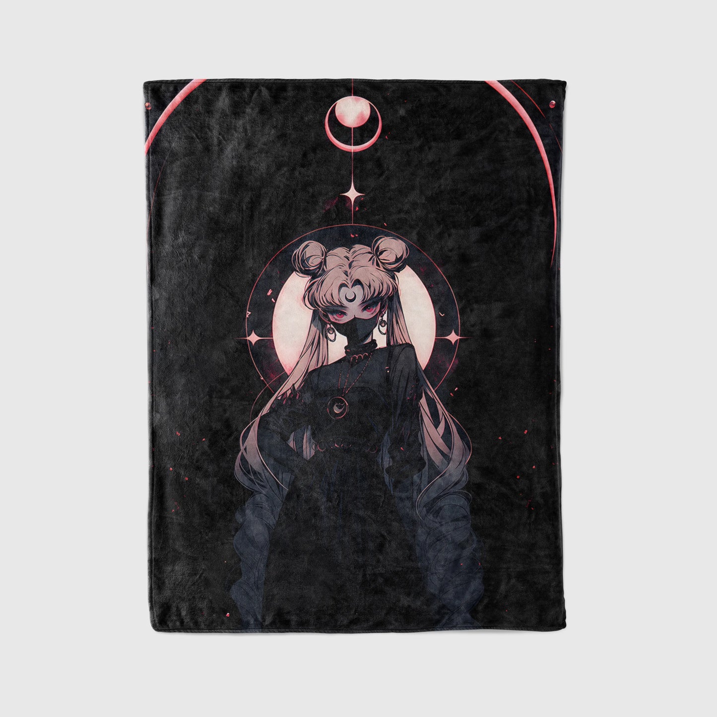 Usagi Tsukino Dark Aesthetic Flannel Blanket, Sailor Moon Merch, Alternative Anime Peripheral, Otaku Decor