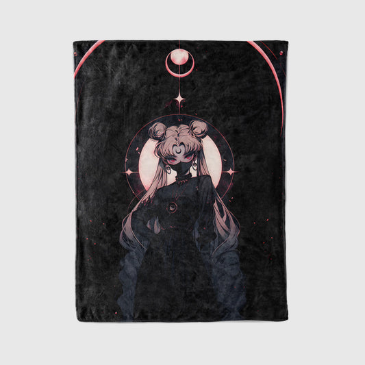 Usagi Tsukino Dark Aesthetic Flannel Blanket, Sailor Moon Merch, Alternative Anime Peripheral, Otaku Decor
