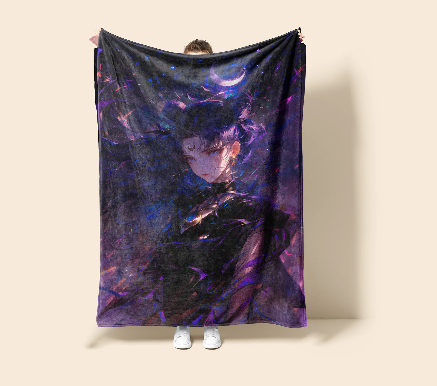 Usagi Tsukino Gothic Lolita Style Flannel Blanket, Sailor Moon Merch, Dark Guardian Peripheral, Otaku Bedding